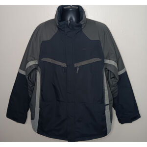 Spyder Men's XL Ski Snowboard Jacket Insulated Waterproof Hide a Hood Black Gray